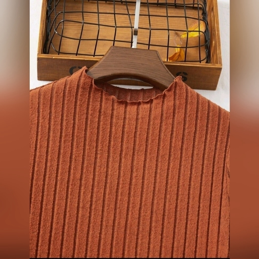 Women Solid Bodycon Dress Rust Brown - Picture 3 of 3